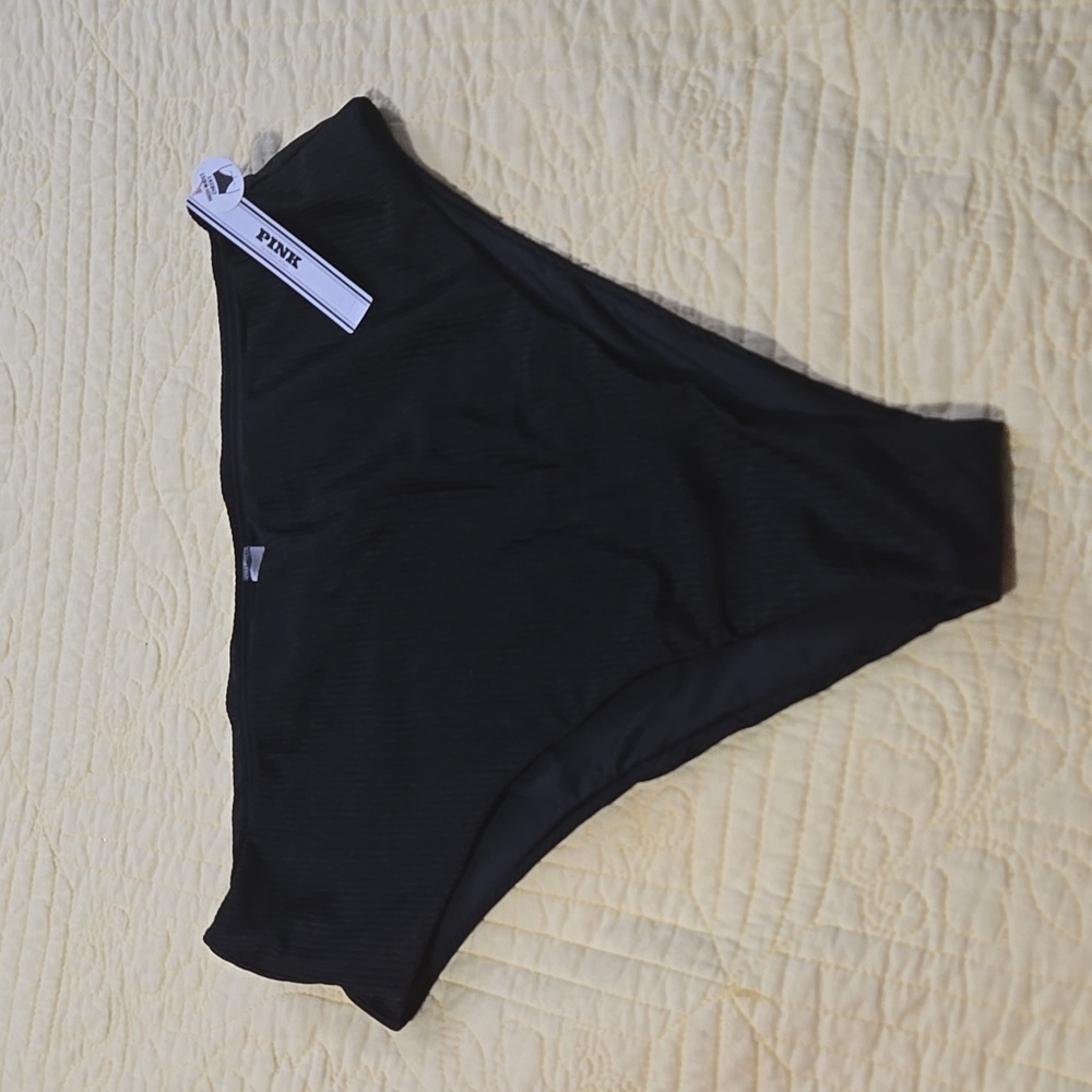 Victoria’s Secret pink Swim High waist cheeky black Sz large